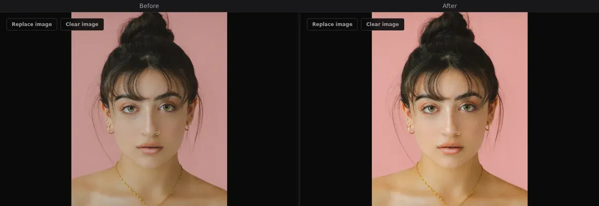 Brightness — before and after comparison