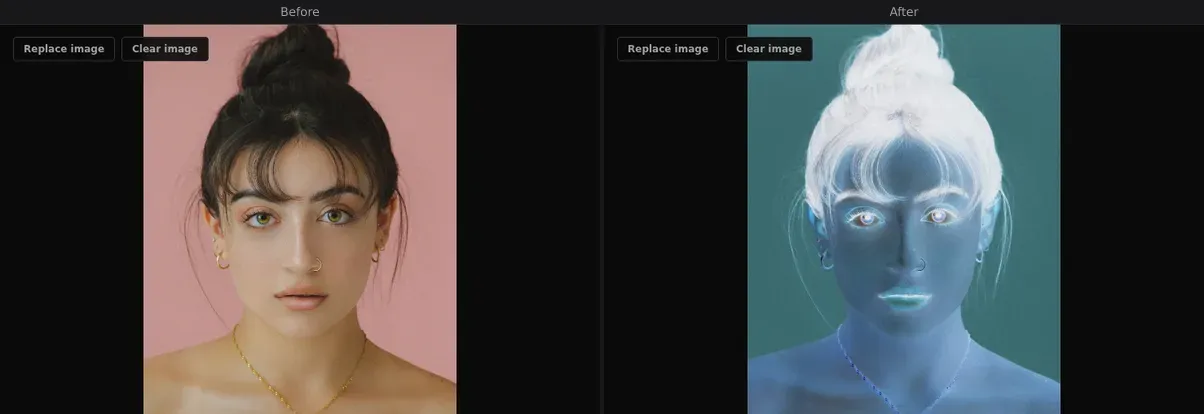 Channel Invert — before and after comparison