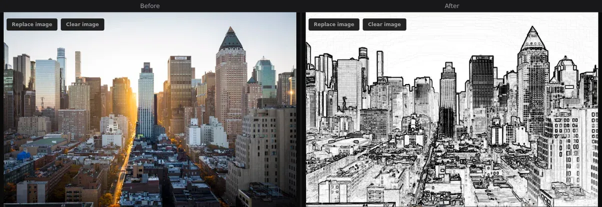 Edge Detect — before and after comparison