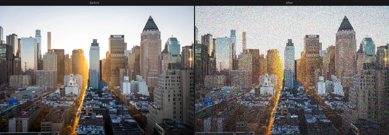 Grain — before and after comparison
