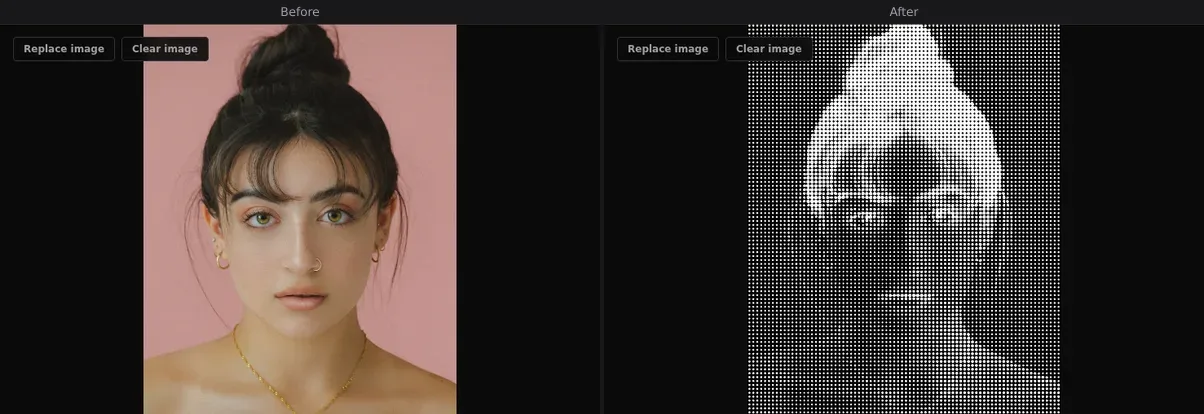 Halftone — before and after comparison