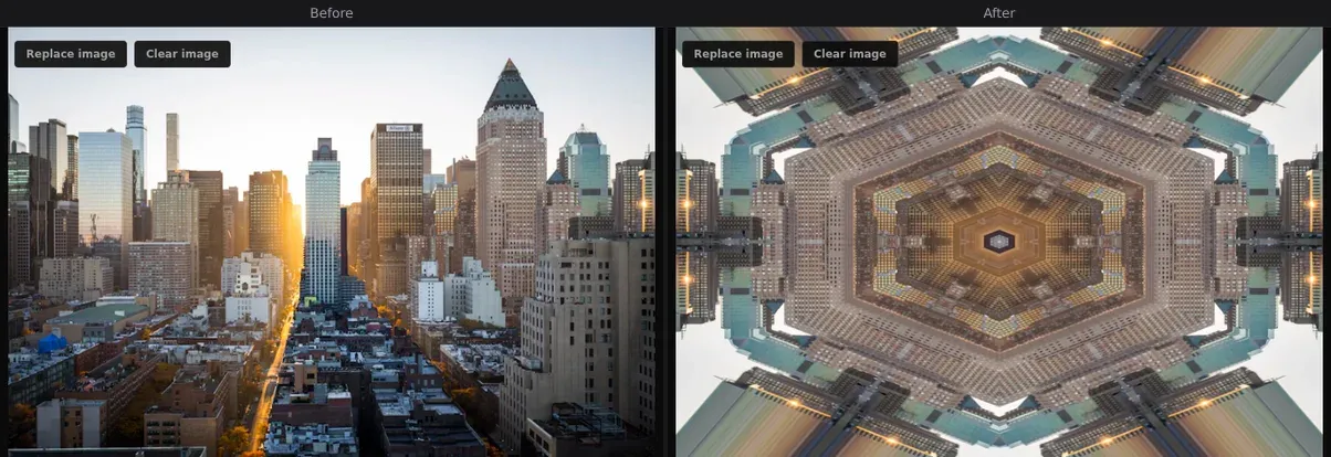 Kaleidoscope — before and after comparison