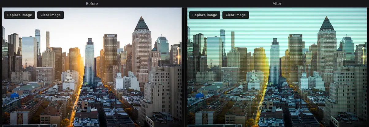 Scanlines — before and after comparison